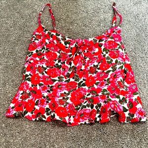 Floral tie tank top